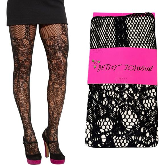 Betsey Johnson Accessories - Betsy Johnson Black Fishnet Tights Mesh Goth Dark Romantic